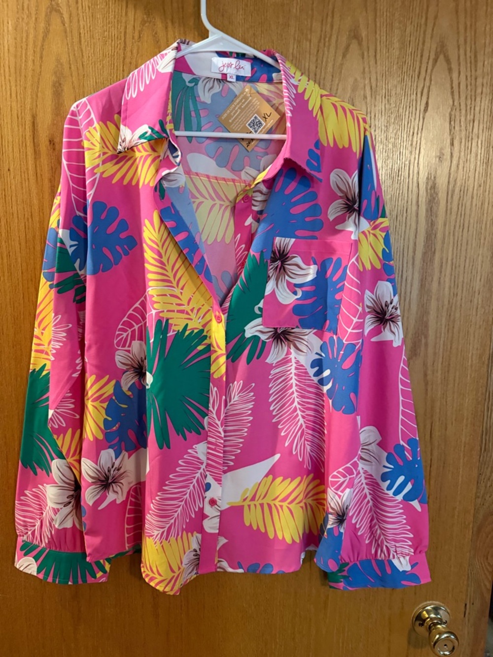 Vibrant Jess Lea Pink Floral Button-Down Shirt